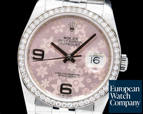 rolex pink floral watch|Rolex 34 datejust pink face.